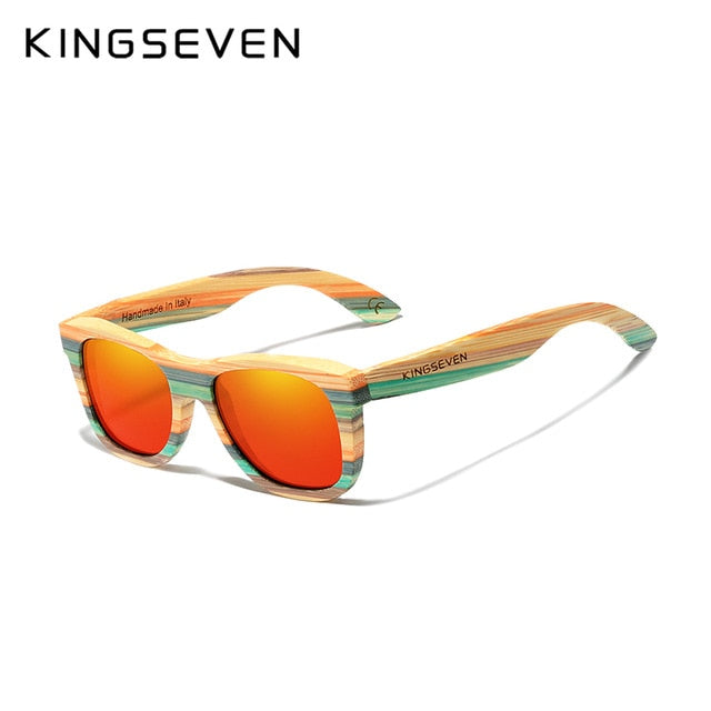 KINGSEVEN Limited Handmade in ITALY Bamboo Polarized Mirror Sunglasses Model G-C5915 