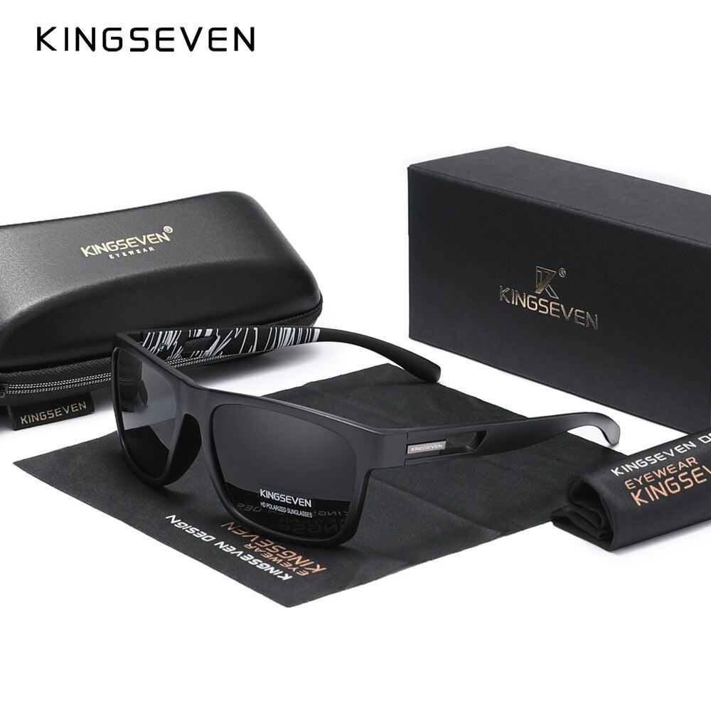 KINGSEVEN Square HD Polarized Sunglasses N770F Matte Black
