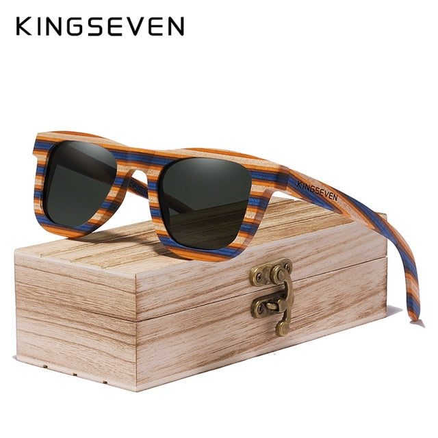 KINGSEVEN Handmade in Italy Design Colored Wood Sunglasses Limited model G-C5925 
