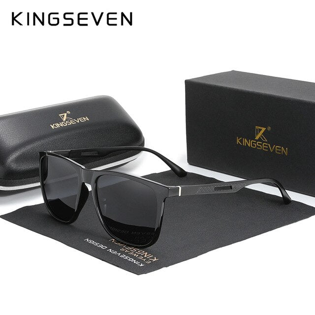  KINGSEVEN Brand Men's Sunglasses Polarized UV400 Al-Mg Ultra  Light (Black Blue) : Clothing, Shoes & Jewelry